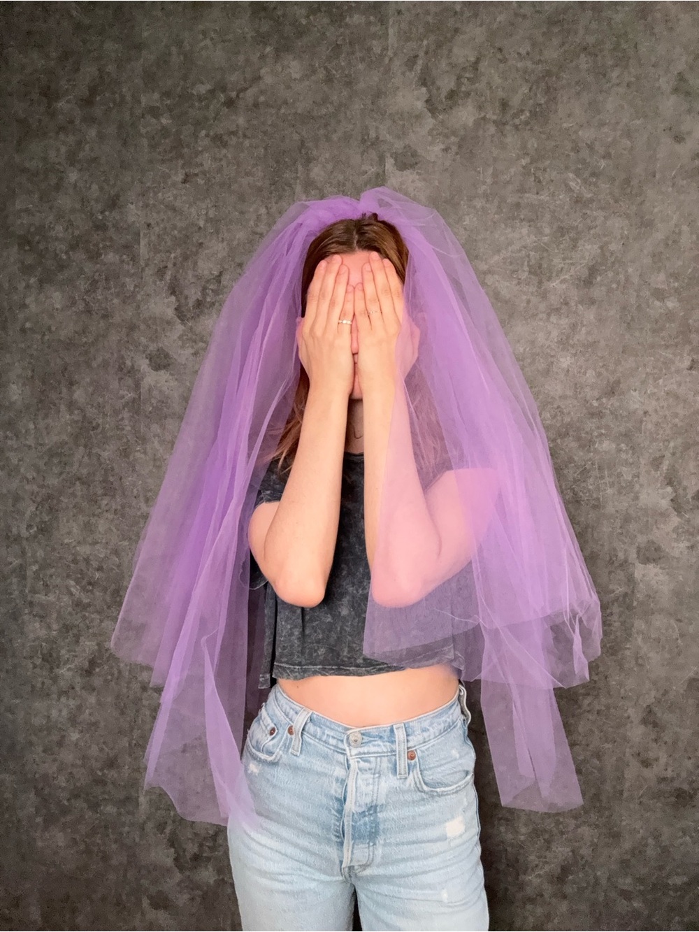 Lavender Purple Bridal Veil with Comb – fingertip Length
